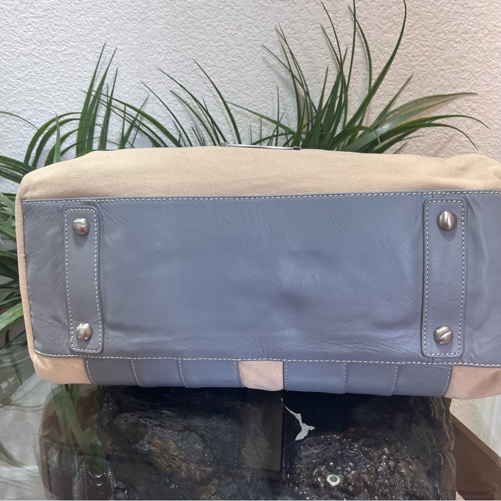💋💋RARE💋💋 Zac Posen Leather And Canvas Tote Bag - Picture 8 of 16